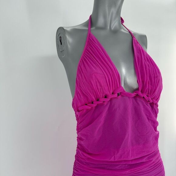LA PERLA Pink Halter Cover Up Dress & Bikini Top Sz 48 US 12 - Picture 3 of 13
